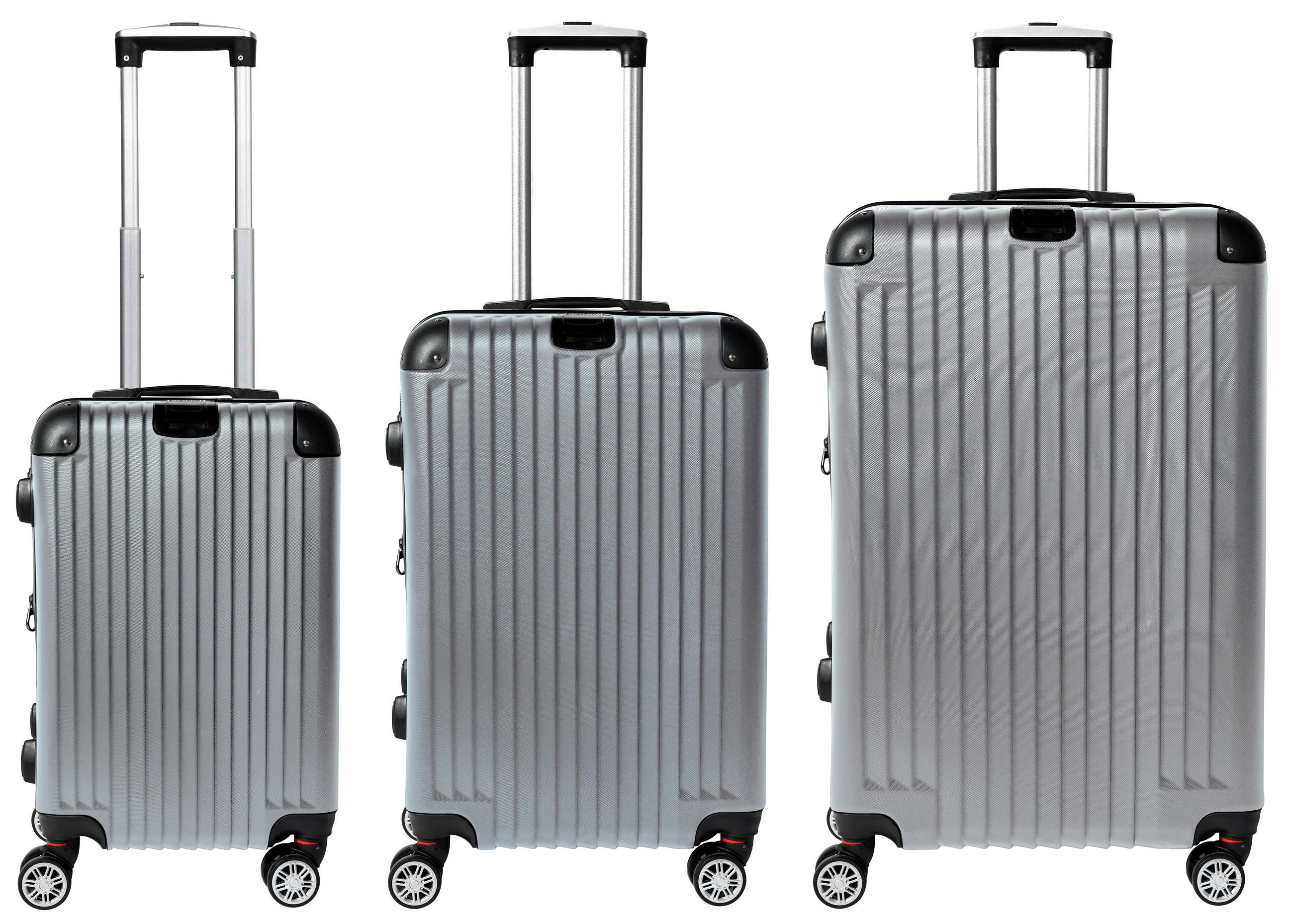 REISEKOFFERSET Silberfarben 3-teilig  - Silberfarben, Trend, Kunststoff/Textil (49/30/76cm) - Novel