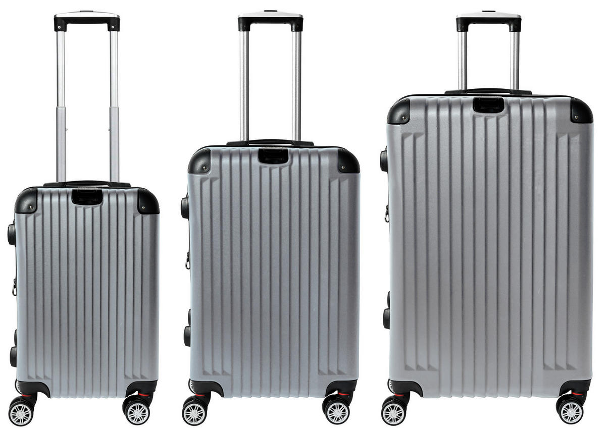 REISEKOFFERSET Silberfarben 3-teilig  - Silberfarben, Trend, Kunststoff/Textil (49/30/76cm) - Novel