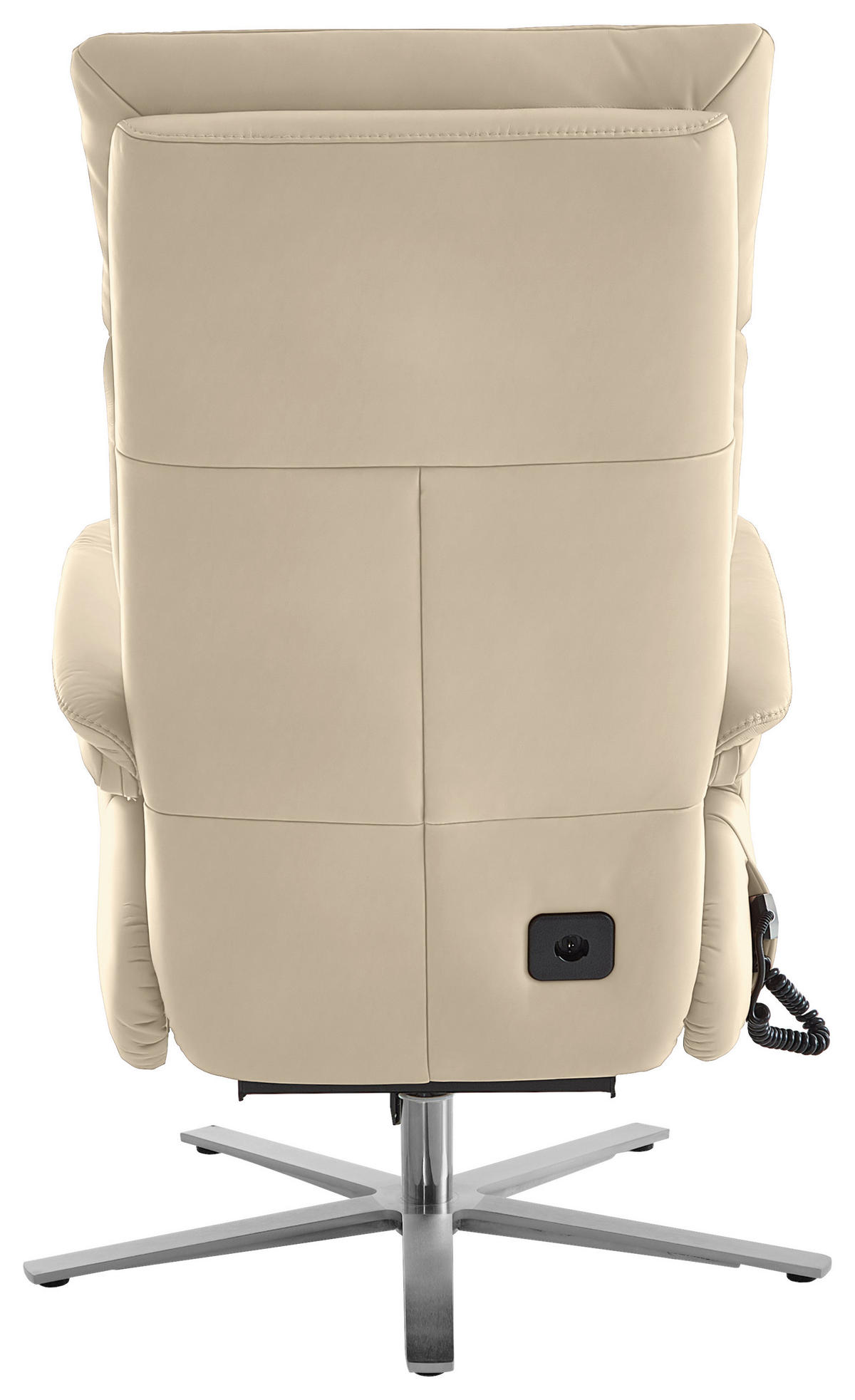 RELAXSESSEL in Leder Ecru  - Ecru/Edelstahlfarben, Design, Leder/Metall (70/124/85cm) - Cantus