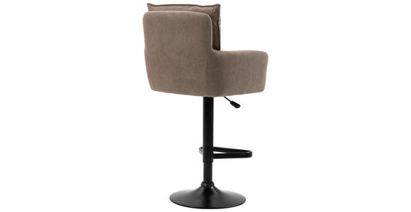 BARHOCKER Cord Braun, Schwarz Eisen Stoffauswahl, Sitzfläche 360° drehbar, inklusive Armlehnen - Schwarz/Braun, Design, Textil/Metall (54/98-120/58cm) - Novel