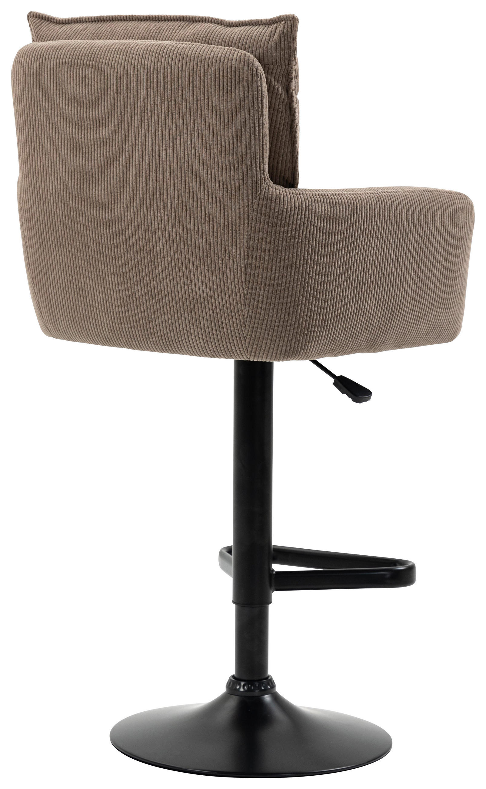 BARHOCKER Cord Braun, Schwarz Eisen Stoffauswahl, Sitzfläche 360° drehbar, inklusive Armlehnen  - Schwarz/Braun, Design, Textil/Metall (54/98-120/58cm) - Novel