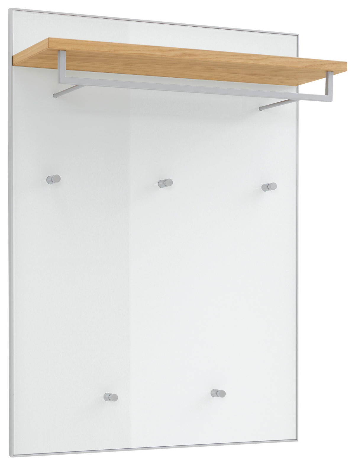 GARDEROBE 6-teilig  in 190/195/40 cm  - Weiss/Alufarben, Design, Glas/Holz (190/195/40cm)