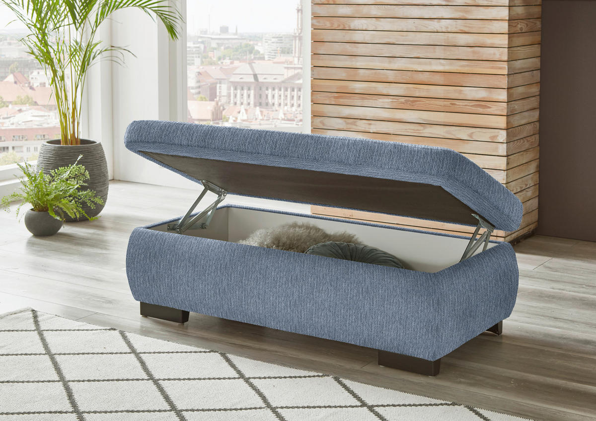 ECKSOFA in Flachgewebe Blau  - Blau/Schwarz, Design, Textil/Metall (297/174cm) - Beldomo Style