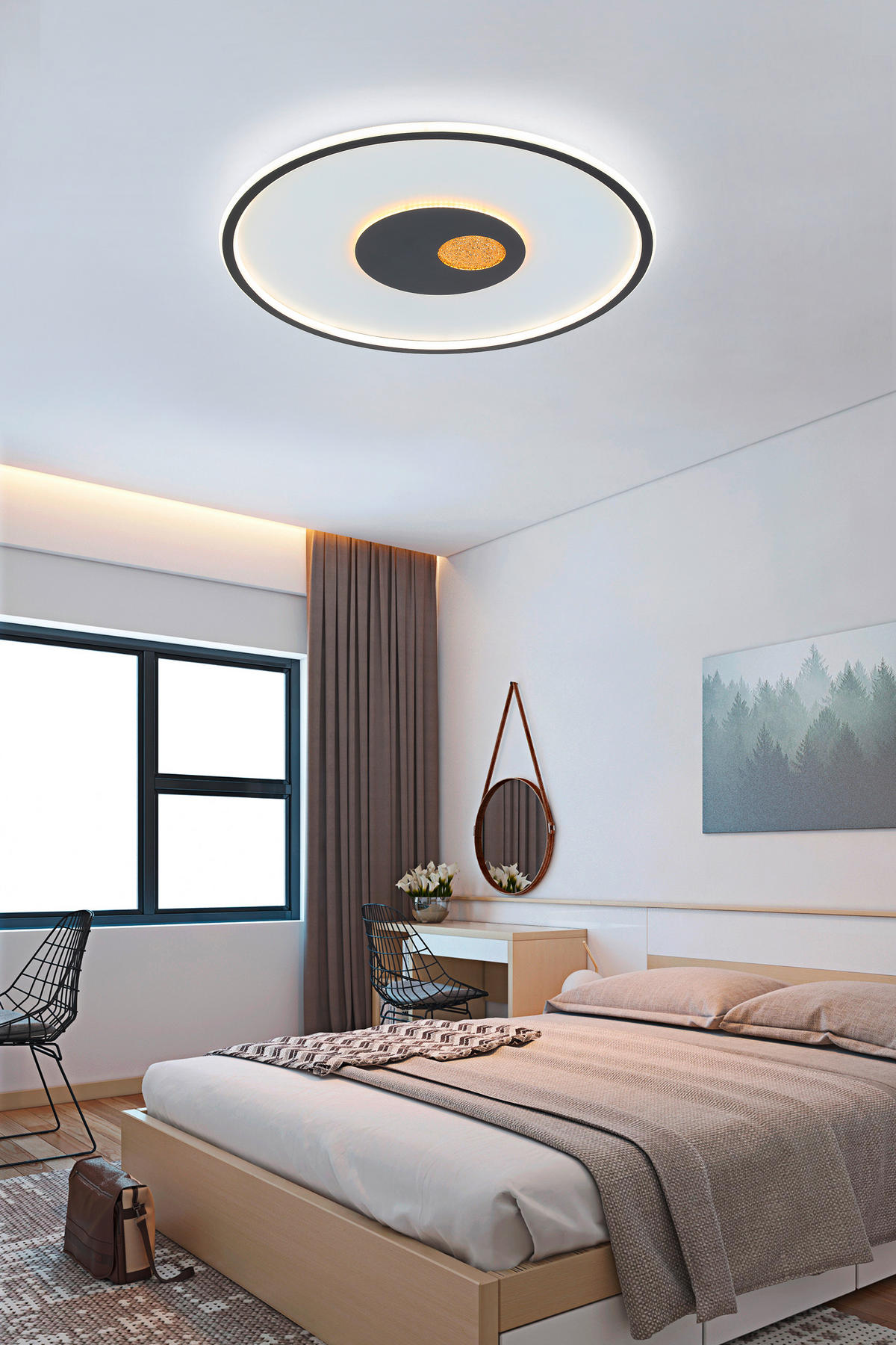 PLAFONIERĂ CU LED - alb/auriu, Design, plastic/metal (60cm) - Dieter Knoll