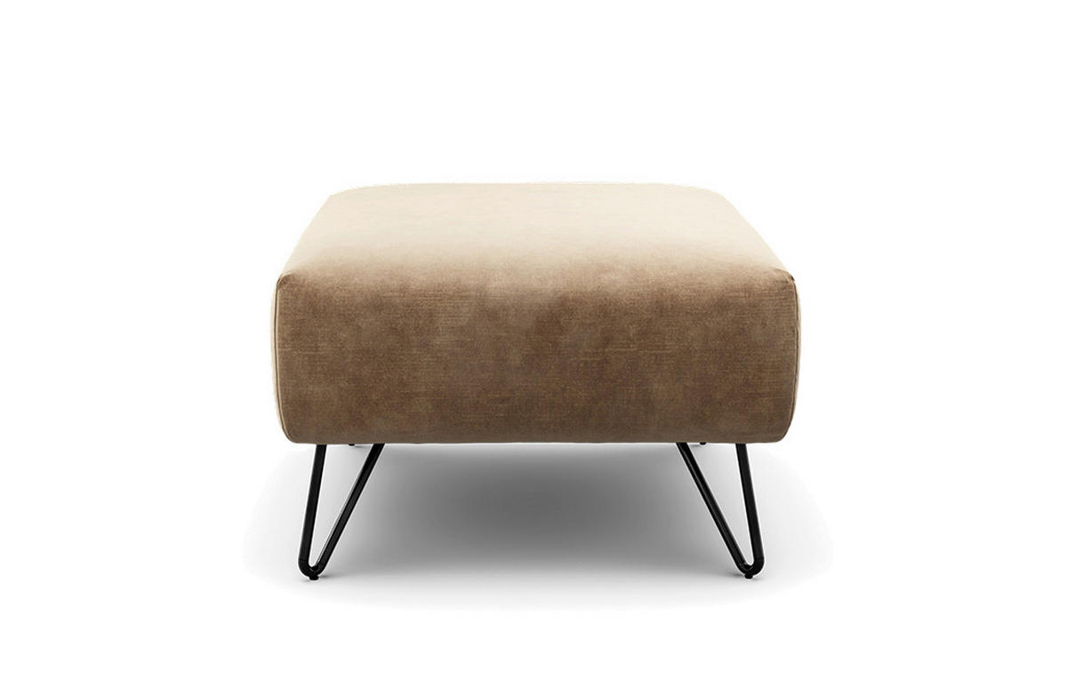HOCKER Samt Sandfarben  - Sandfarben/Schwarz, Design, Textil/Metall (90/70/46cm) - SENSOO