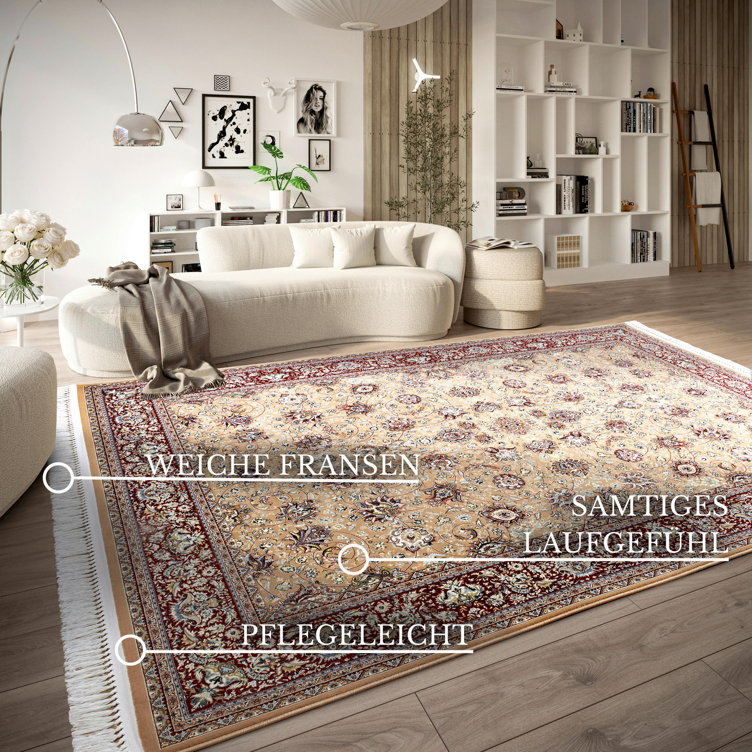 FLACHWEBETEPPICH 128/190 cm Kollektion 1870 Bordeaux, Beige  - Bordeaux/Beige, Design, Kunststoff/Textil (128/190cm) - Villeroy & Boch