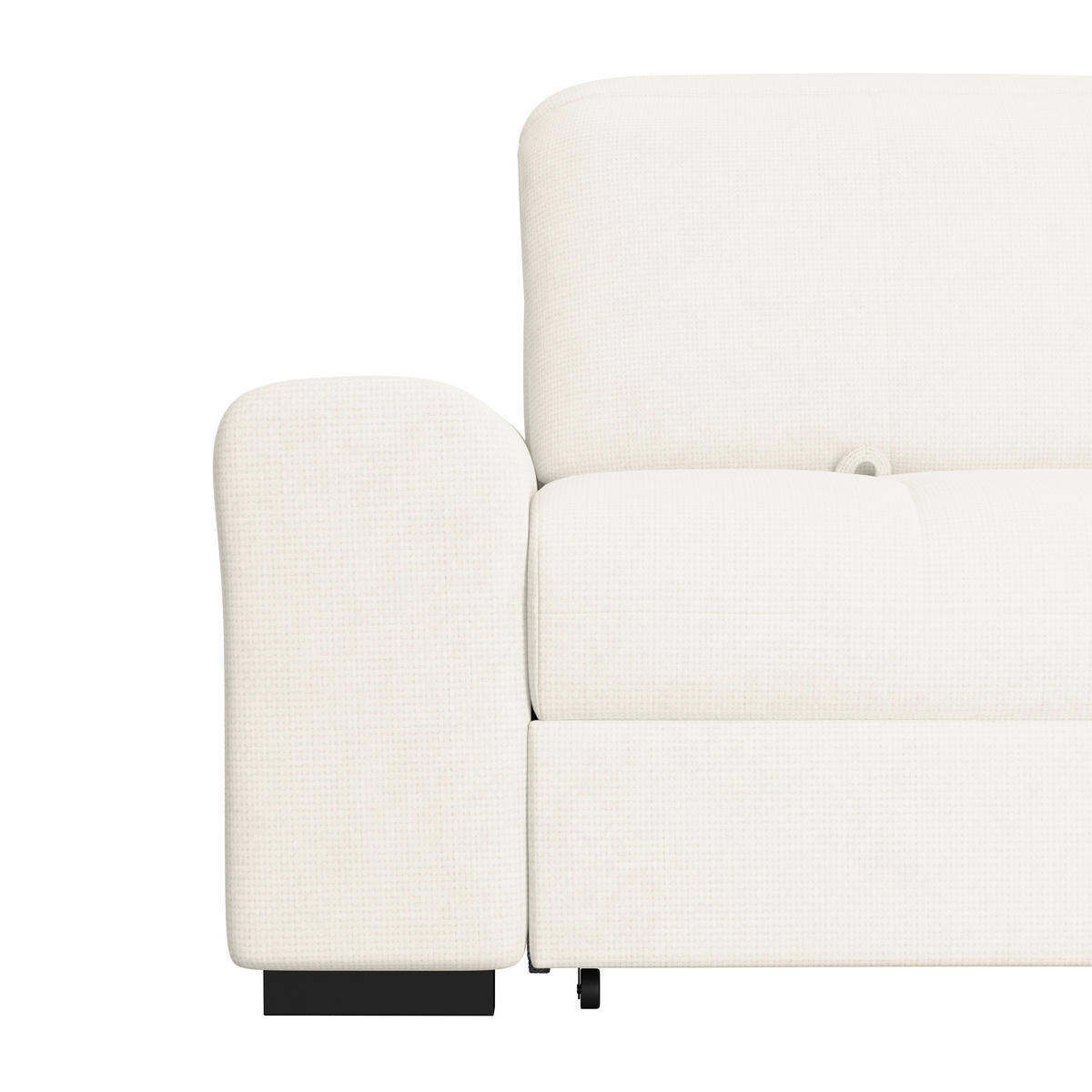 ECKSOFA Elfenbein Chenille Rücken echt, Kopfteilverstellung  - Elfenbein/Schwarz, KONVENTIONELL, Holz/Textil (286/203cm) - MID.YOU