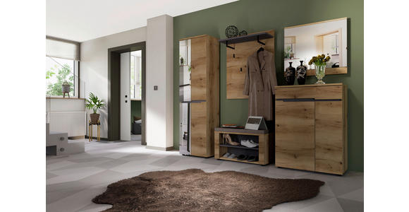 GARDEROBE  in 245/192/38 cm  - Eichefarben/Graphitfarben, KONVENTIONELL, Glas/Holzwerkstoff (245/192/38cm) - Xora