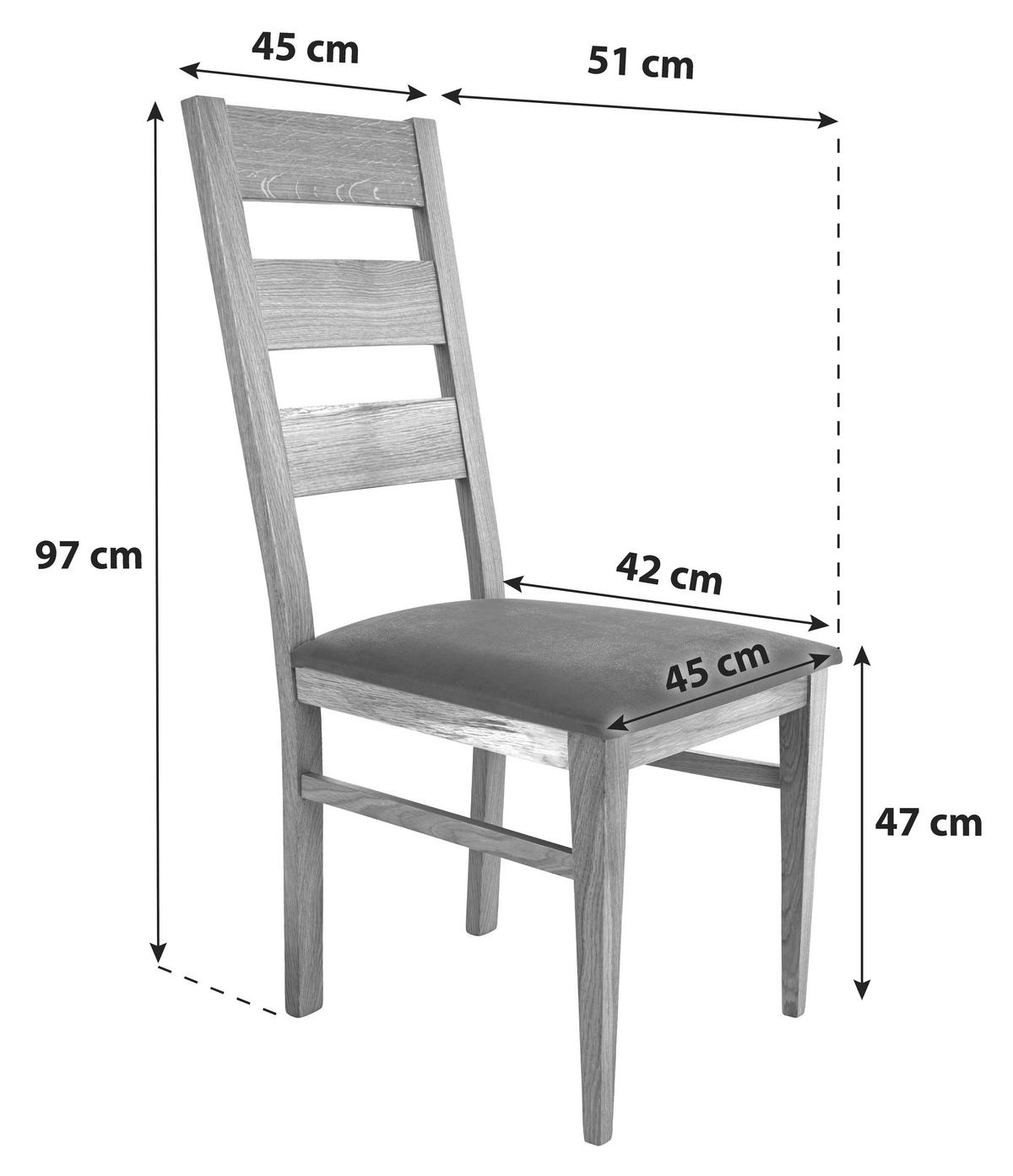 STUHL Schwarz Eiche massiv  - Eichefarben/Schwarz, KONVENTIONELL, Holz (45/97/51cm) - Livetastic