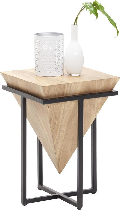 BEISTELLTISCH 31/31/45 cm Akazie massiv Naturfarben, Schwarz quadratisch  - Schwarz/Naturfarben, Trend, Holz/Metall (31/31/45cm) - Ambia Home