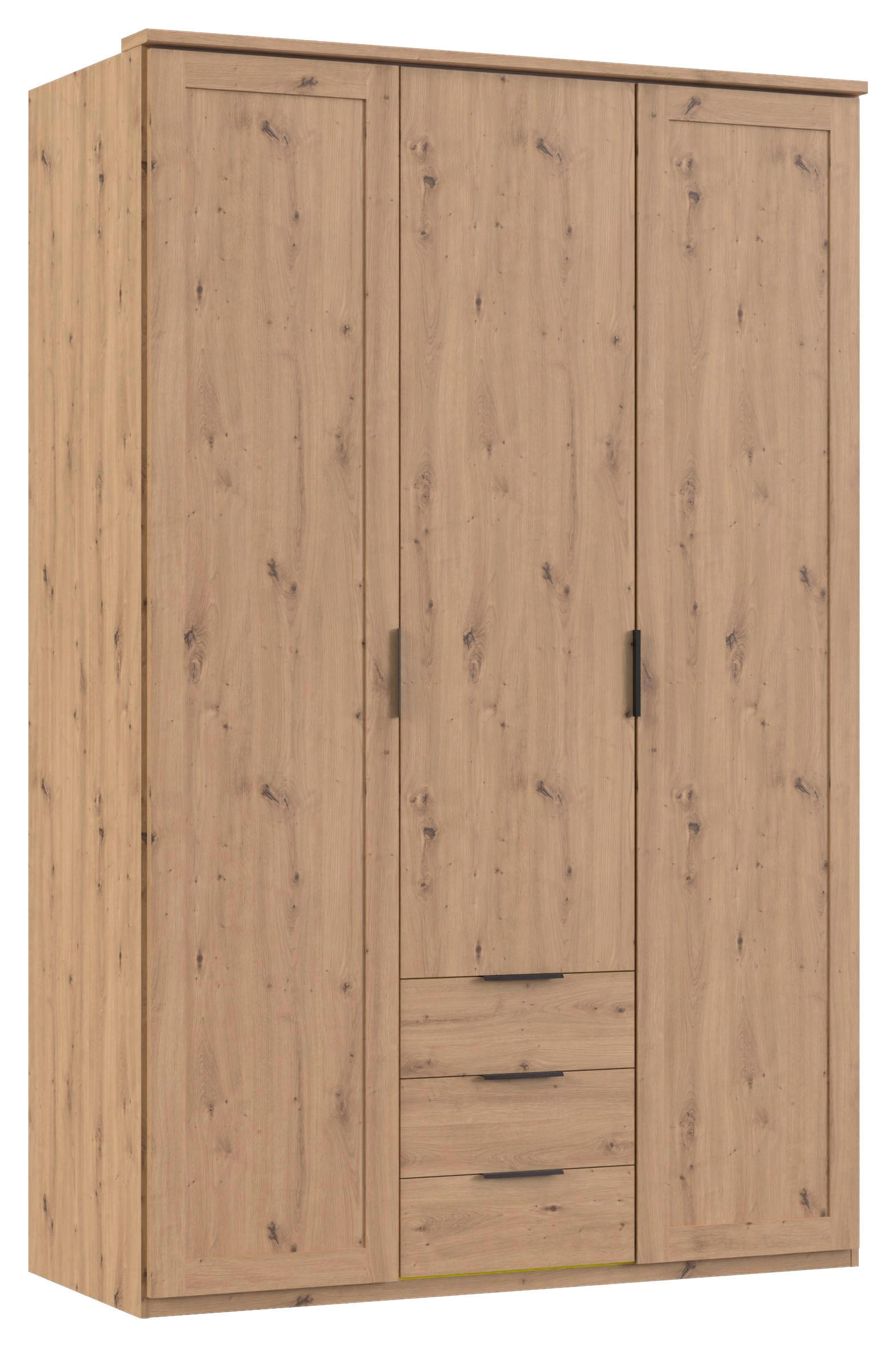 DREHTÜRENSCHRANK in Eiche Artisan  - Schwarz/Eiche Artisan, Konventionell, Holzwerkstoff/Metall (135/210/58cm) - MID.YOU