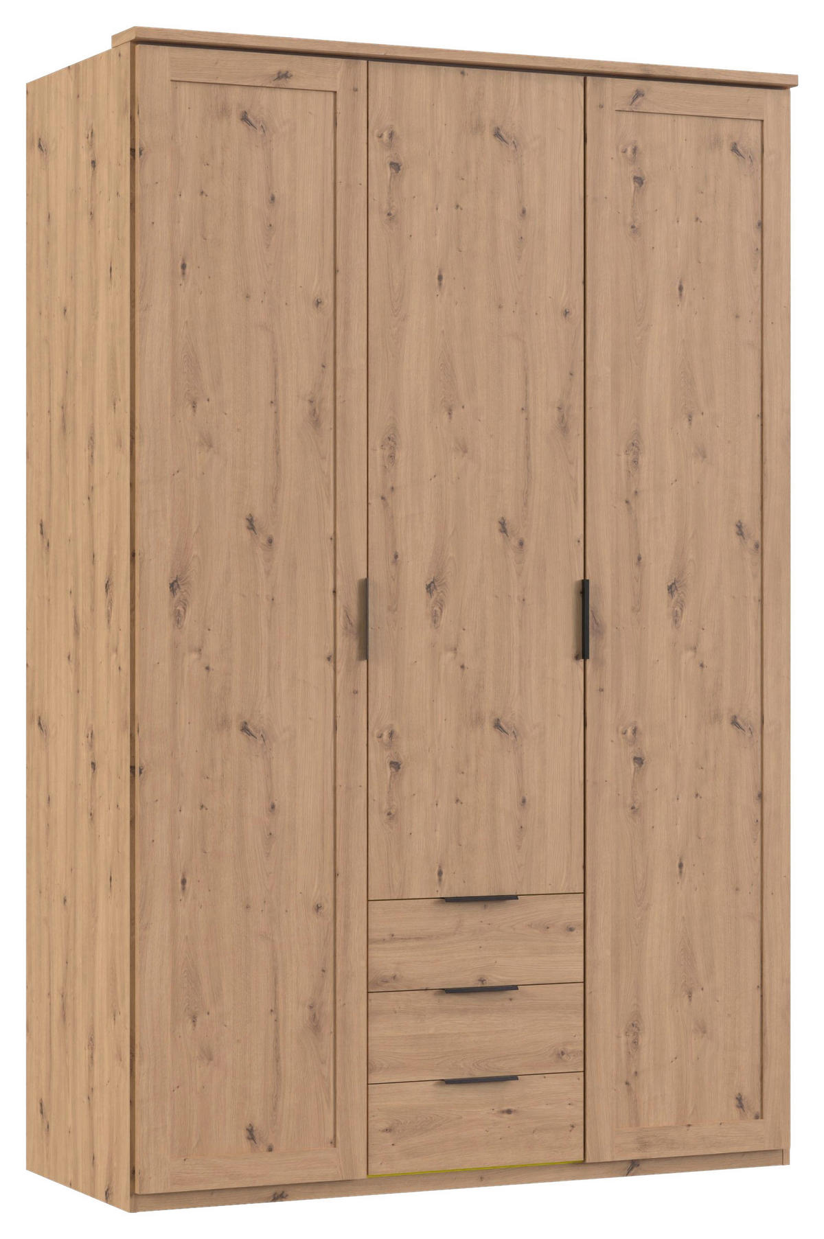 DREHTÜRENSCHRANK in Eiche Artisan  - Schwarz/Eiche Artisan, Konventionell, Holzwerkstoff/Metall (135/210/58cm) - MID.YOU