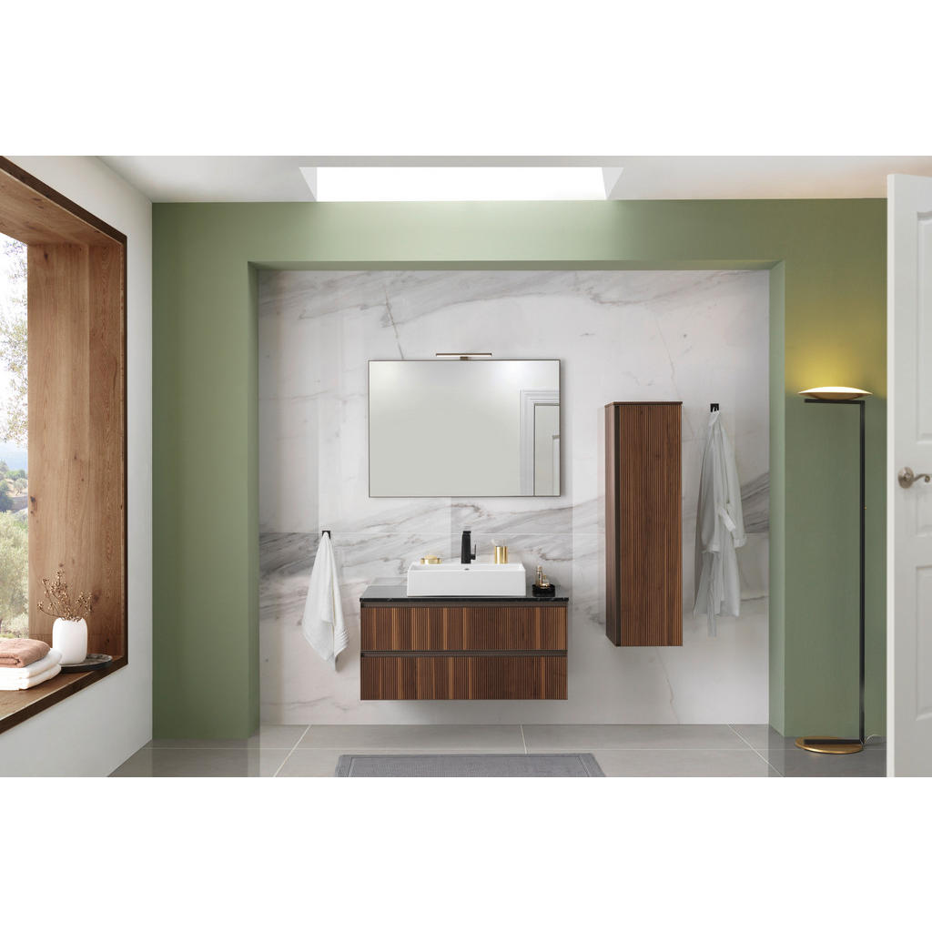 Thumbnail - Dieter Knoll Midischrank Isola, Nussbaum, Glas, Nussbaum, furniert, massiv, 2 Fächer, 35x125x37 cm, Made in Italy, Typen...