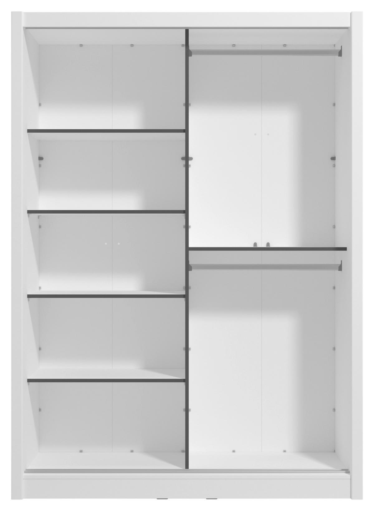 SCHIEBETÜRENSCHRANK 155/215,5/60 cm 2-türig Weiß  - Schwarz/Weiß, MODERN, Holzwerkstoff/Metall (155/215,5/60cm) - MID.YOU