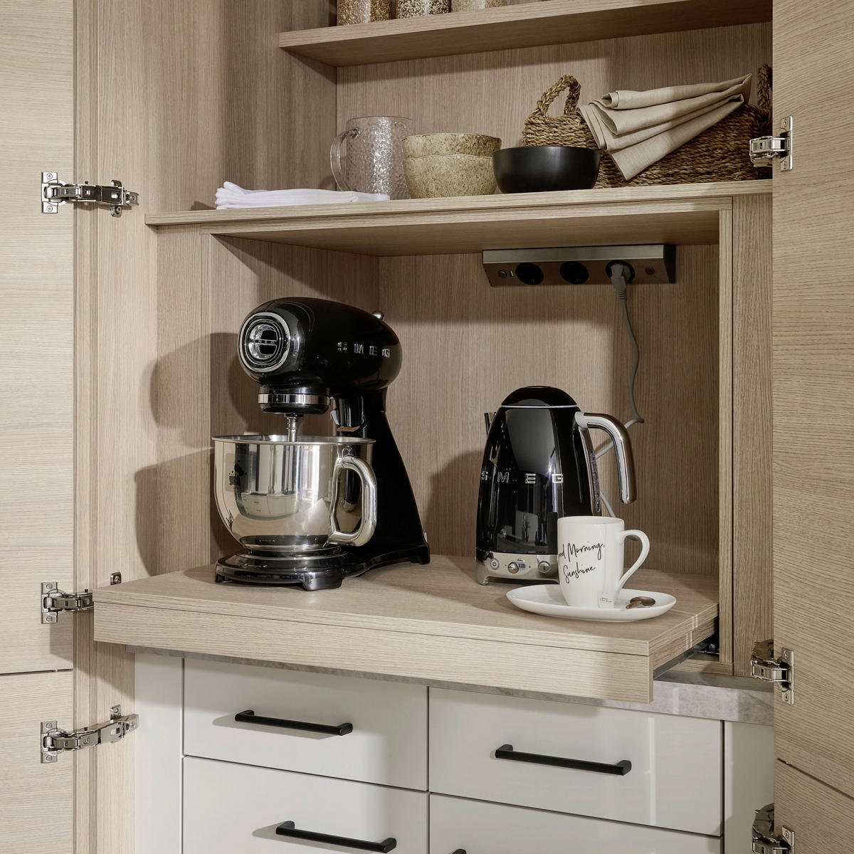 KÜCHENBLOCK VE120 226,4 cm  in Weiß, Eichefarben  - Eichefarben/Beige, Basics, Holzwerkstoff/Metall (226,4cm) - Venda