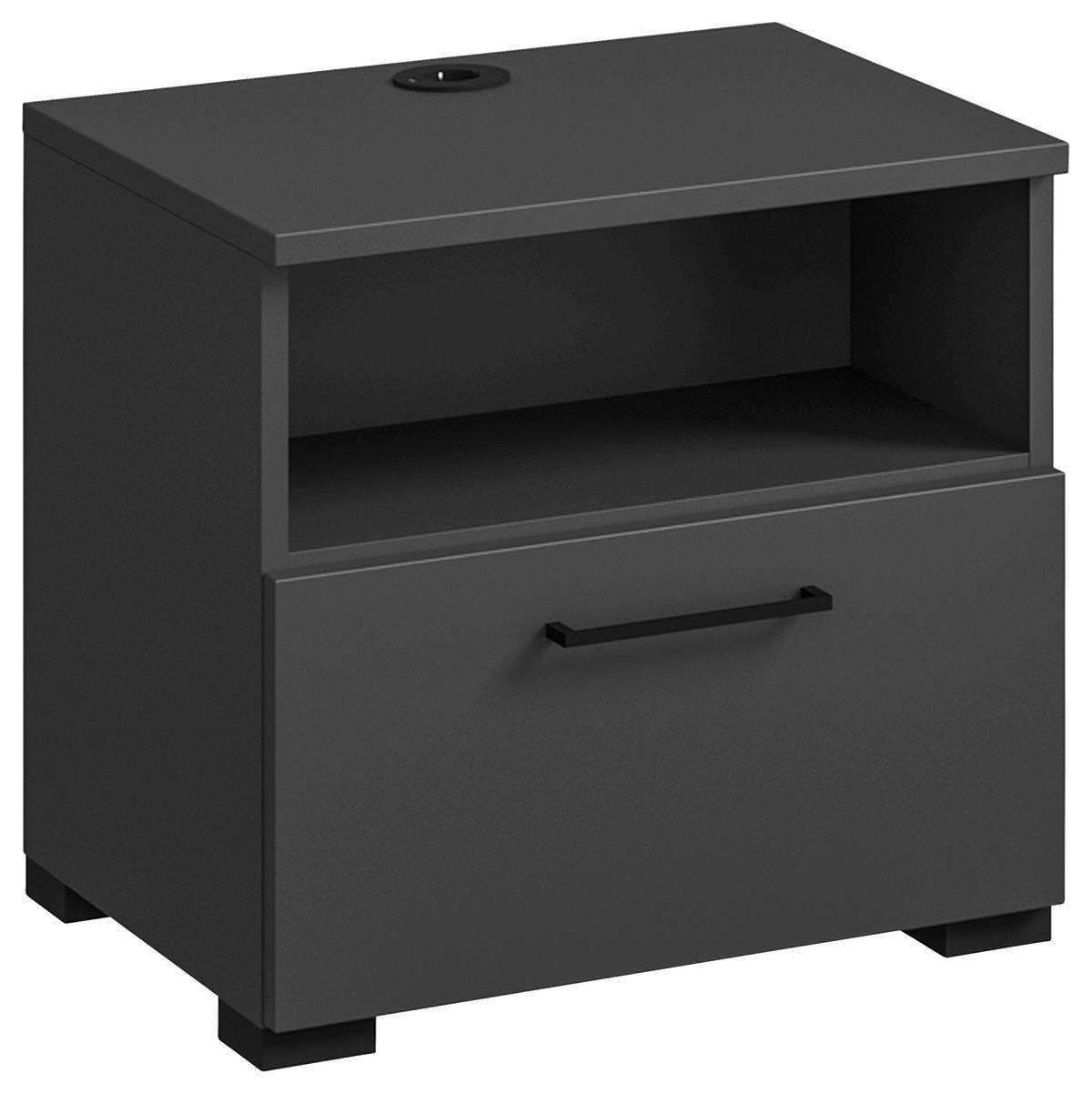 NACHTSCHRANK 50/48/42,1 cm  - Anthrazit/Graphitfarben, Design, Holzwerkstoff/Metall (50/48/42,1cm) - Cantus