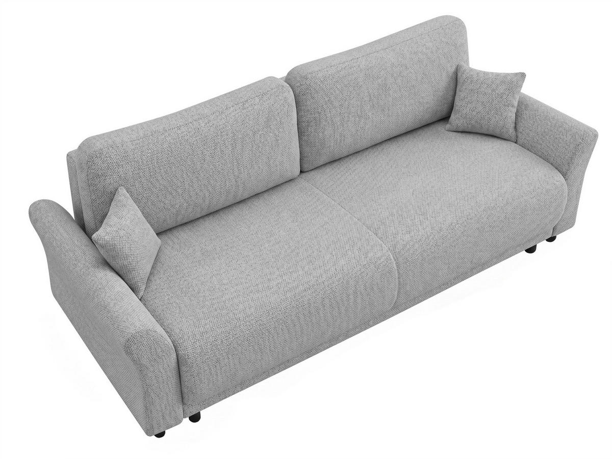 SCHLAFSOFA Flachgewebe, Struktur Hellgrau  inkl. Zierkissen, Rückenkissen, Bettkasten, Schlaffunktion, Rücken echt  - Hellgrau/Schwarz, Design, Textil (244/88/100cm) - P & B