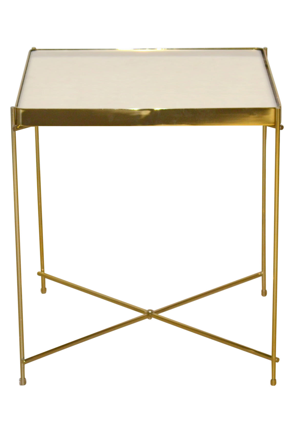 BEISTELLTISCH 44/44/48 cm Champagner quadratisch  - Champagner, Design, Glas/Metall (44/44/48cm) - MID.YOU