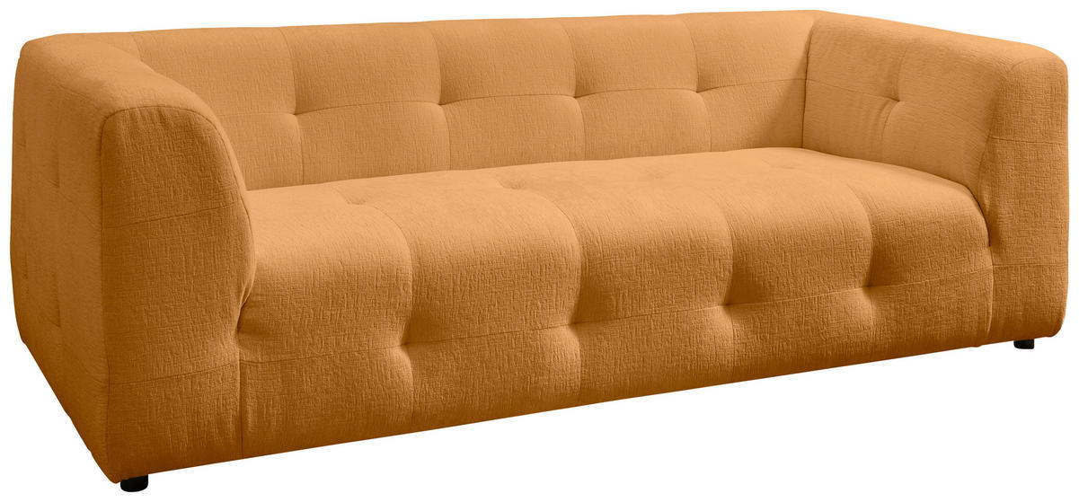 2,5-SITZER in Mikrofaser Goldfarben  - Goldfarben/Schwarz, Design, Kunststoff/Textil (218/72/95cm) - Livetastic