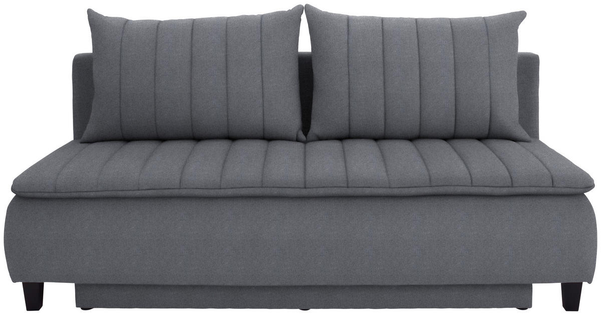 BOXSPRINGSOFA  mit Schlafen auf Sitzhöhe Webstoff Dunkelgrau  - Dunkelgrau/Schwarz, MODERN, Holz/Textil (208/102/96cm) - MID.YOU