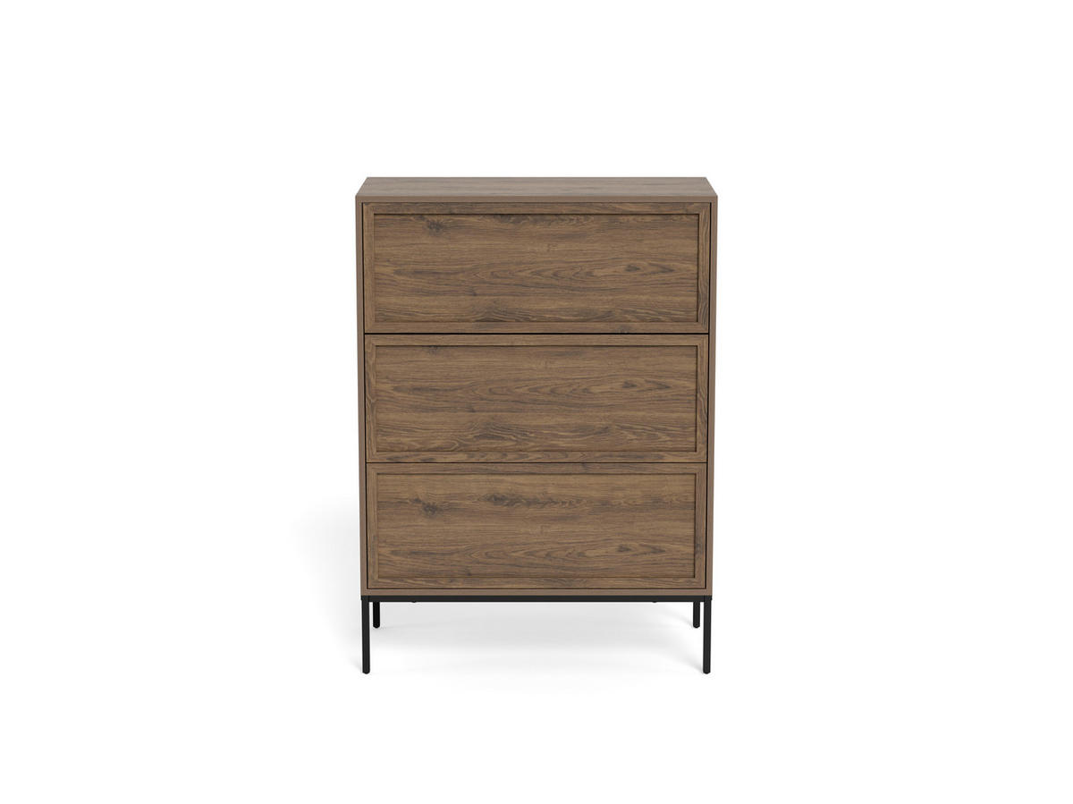 KOMMODE PALMDALE, 80/110/40 cm, 3 Schublade(n)  - Eiche dunkel/Schwarz, Design, Holzwerkstoff/Metall (80/110/40cm) - MID.YOU