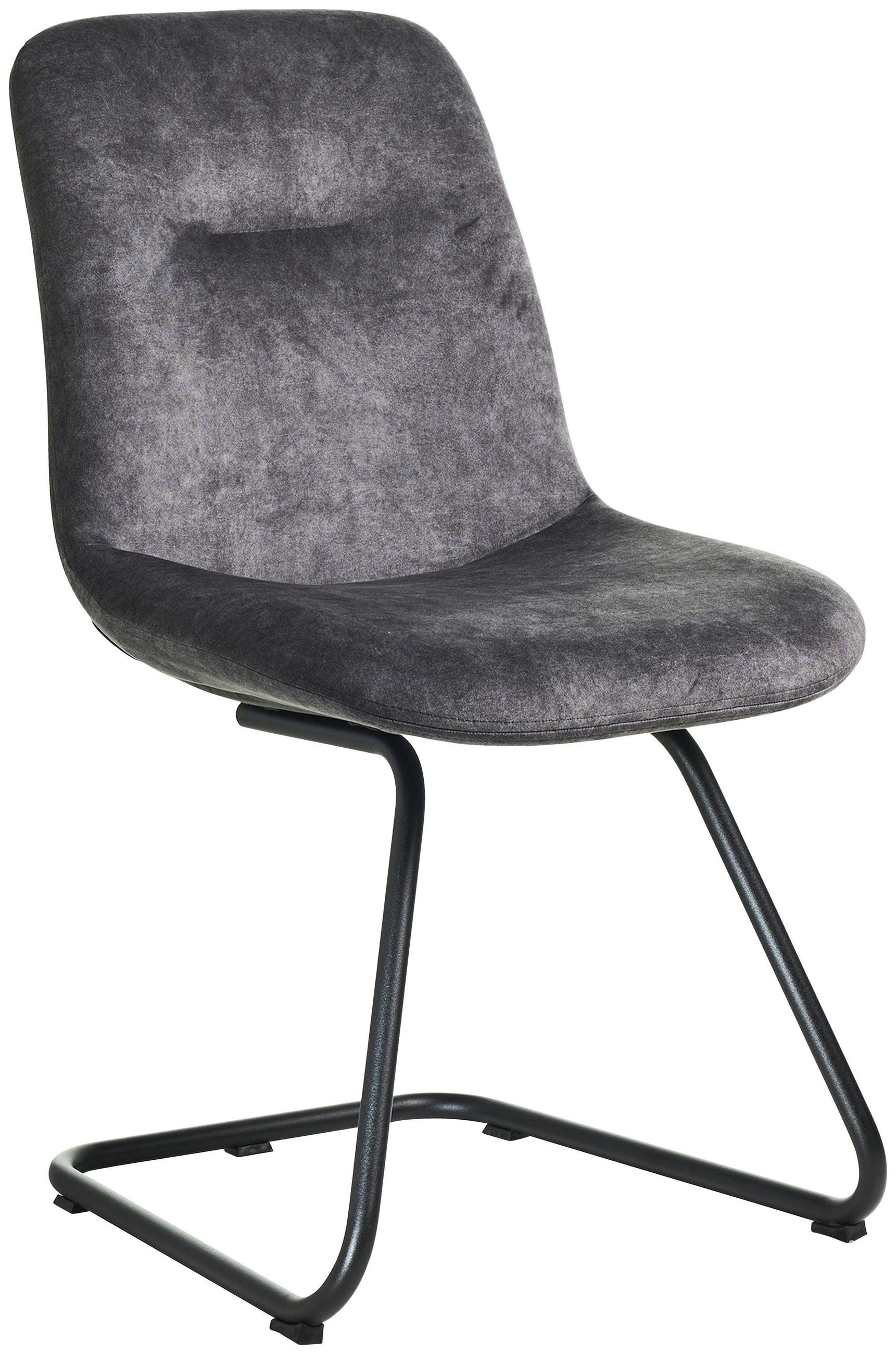 STUHL  in Edelstahl Velours Metall, Textil  - Schwarz/Grau, Basics, Textil/Metall (51/89/61cm) - Celina Home