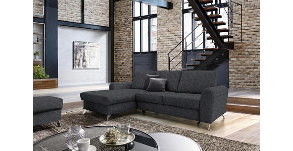 ECKSOFA Dunkelgrau Flachgewebe  - Dunkelgrau/Silberfarben, Design, Textil/Metall (167/244cm) - Cantus