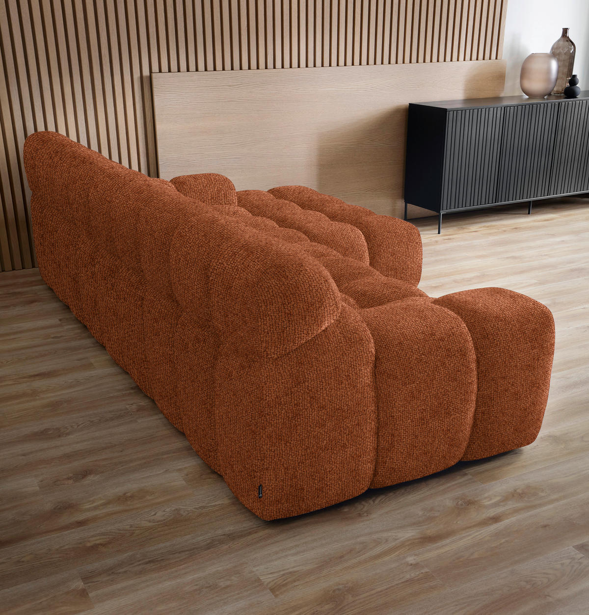 ECKSOFA in Webstoff Rostfarben  - Rostfarben/Schwarz, Modern, Kunststoff/Textil (297/180cm) - Welnova