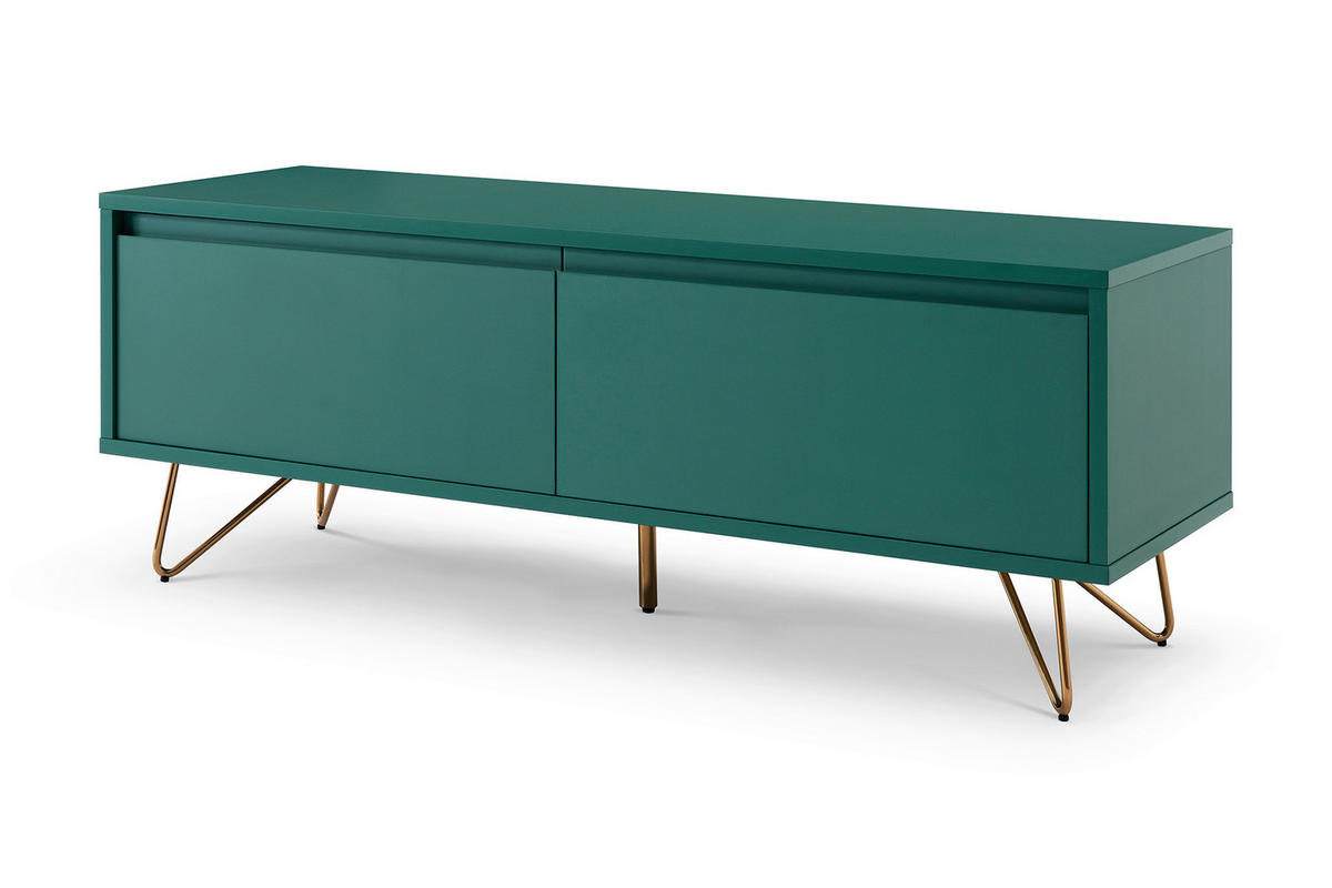 LOWBOARD  in 120/45/40 cm  - Messingfarben/Grün, Design, Holzwerkstoff/Metall (120/45/40cm) - Livetastic