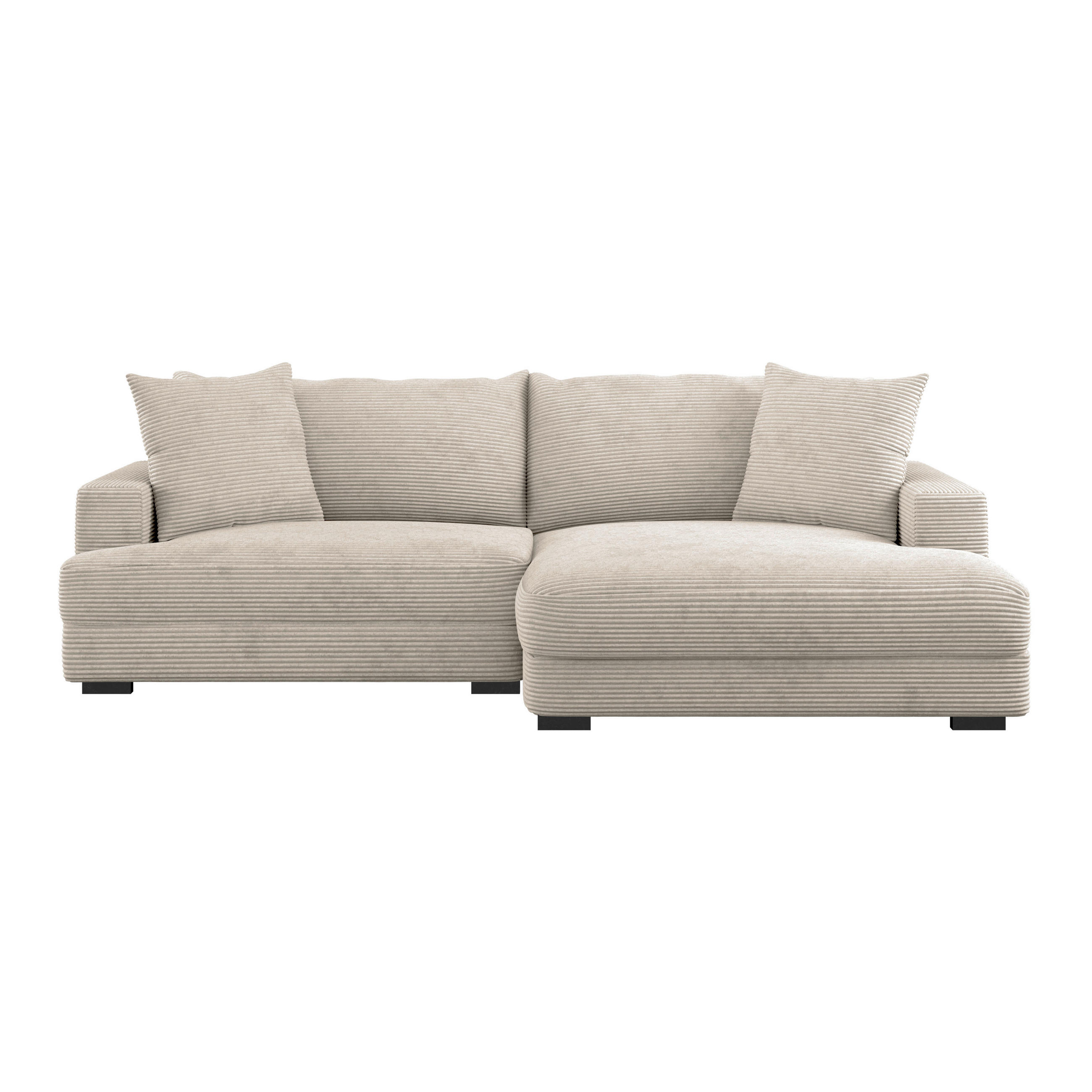 ECKSOFA Beige Cord - Beige/Schwarz, MODERN, Textil (265/180cm) - P & B