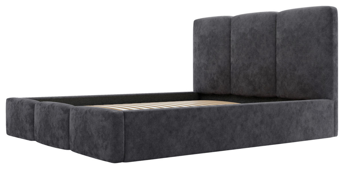 POLSTERBETT Lattenrost, Bettkasten 140/200 cm  in Graphitfarben  - Schwarz/Graphitfarben, Design, Holz/Textil (140/200cm) - Boxxx