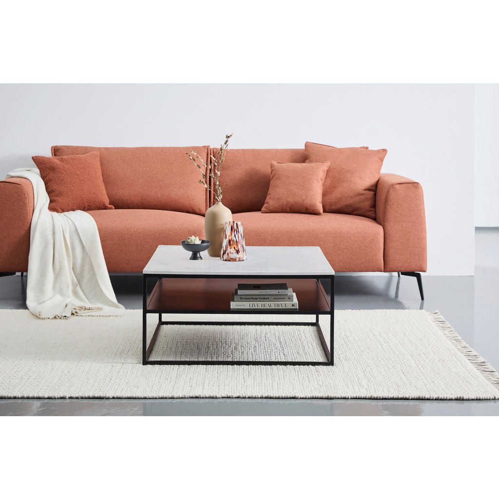 Thumbnail - Livetastic Couchtisch, Schwarz, Metall, Stein, Holzwerkstoff, Marmoroptik, quadratisch, eckig, 80x80x40 cm, rostfrei, Wo...