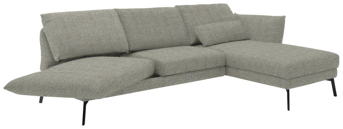 ECKSOFA in Flachgewebe Naturfarben  277/175 cm  - Schwarz/Naturfarben, Design, Textil/Metall (277/175cm) - Schöner Wohnen