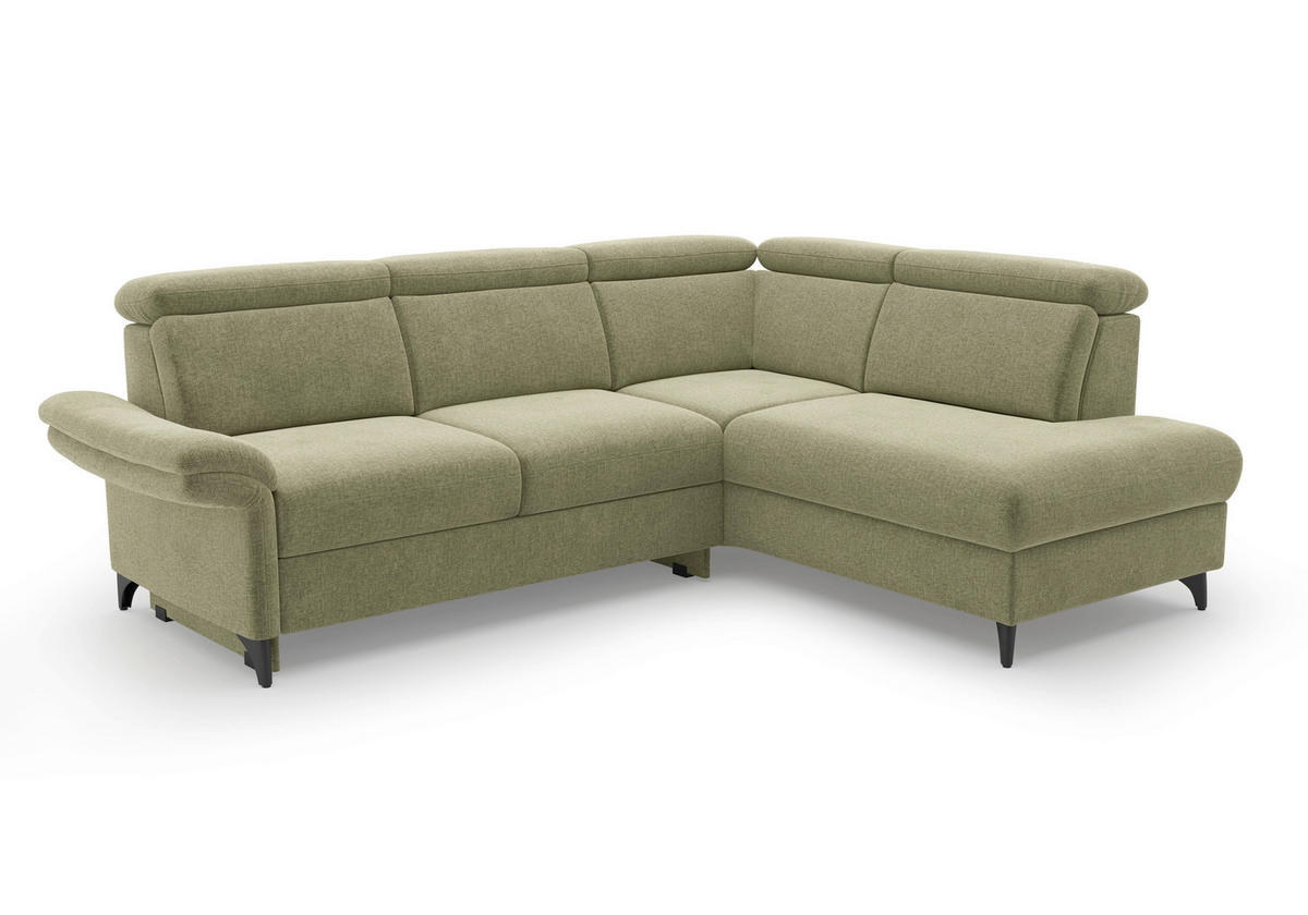 ECKSOFA GLENDALE E in Flachgewebe Hellgrün  247/193 cm  - Schwarz/Hellgrün, KONVENTIONELL, Textil/Metall (247/193cm) - Sit & More