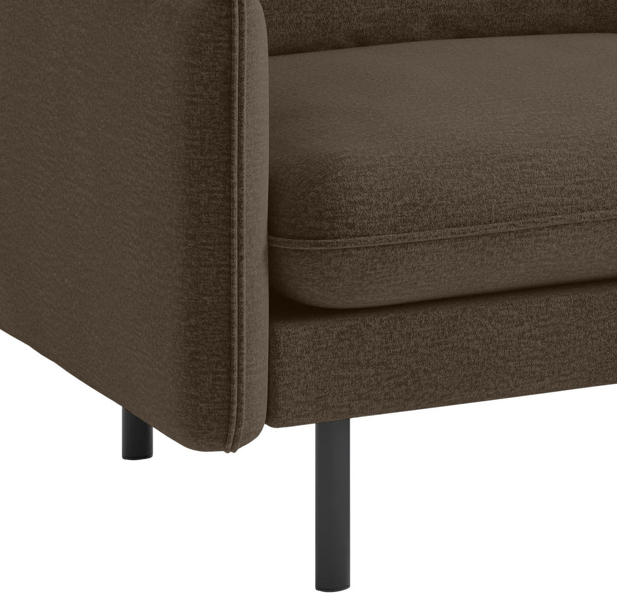 ECKSOFA in Flachgewebe Braun  - Edelstahlfarben/Braun, Design, Textil/Metall (267/204cm) - Livetastic