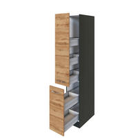 APOTHEKERSCHRANK 30/200/60 cm  in Anthrazit, Graphitfarben, Eichefarben  - Eichefarben/Anthrazit, MODERN, Holzwerkstoff/Metall (30/200/60cm) - Held