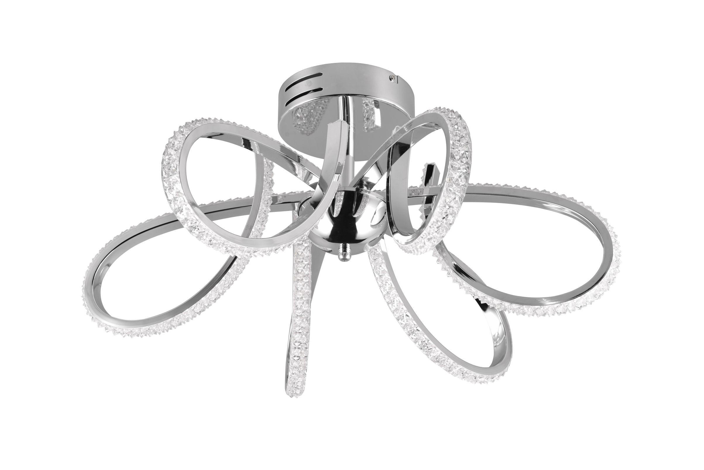 STROPNÍ LED SVÍTIDLO, 57/57/28 cm - barvy chromu, Design, kov (57/57/28cm) - Ambiente