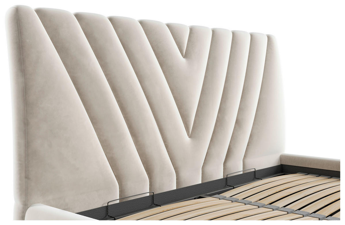 POLSTERBETT Bettkasten, Lattenrost Beige 160/200 cm  - Chromfarben/Beige, KONVENTIONELL, Holz/Kunststoff (160/200cm) - Boxxx