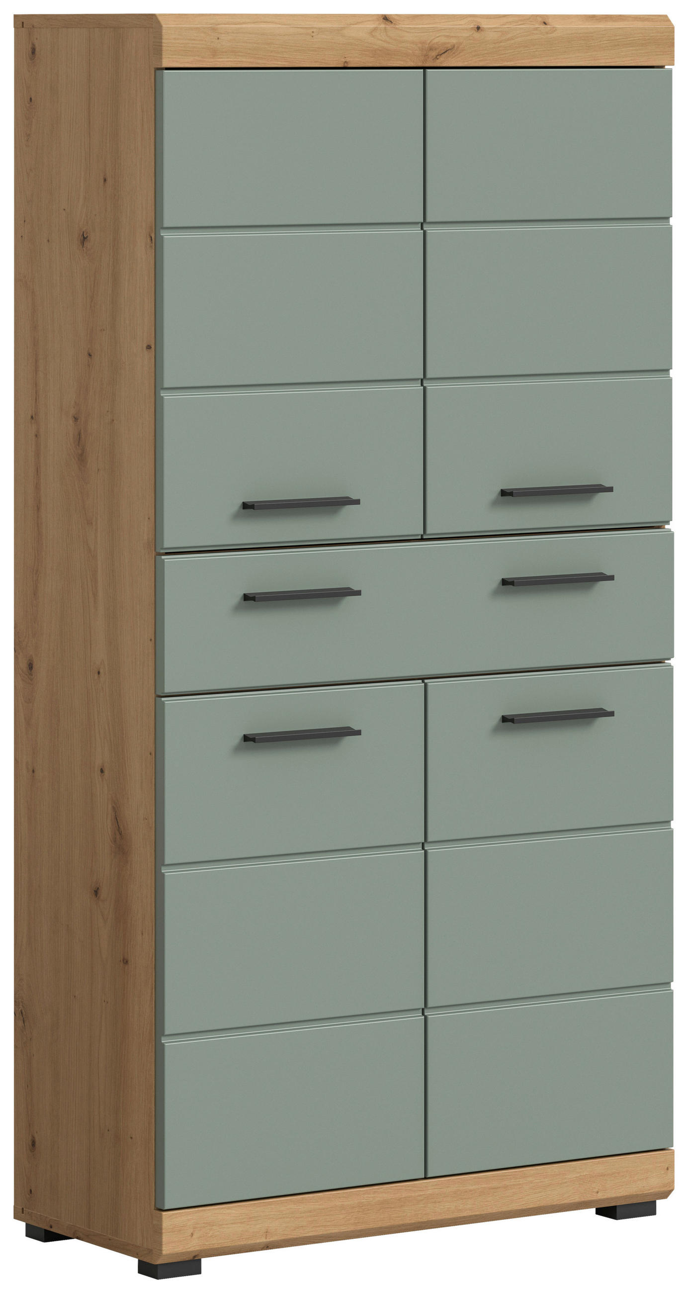 MIDISCHRANK 74/141/31 cm  - Salbeigrün/Schwarz, MODERN, Holzwerkstoff/Kunststoff (74/141/31cm) - MID.YOU