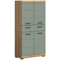 SREDNJE VISOKA OMARA 74/141/31 cm  - črna/žajbljevo zelena, Moderno, umetna masa/leseni material (74/141/31cm) - MID.YOU