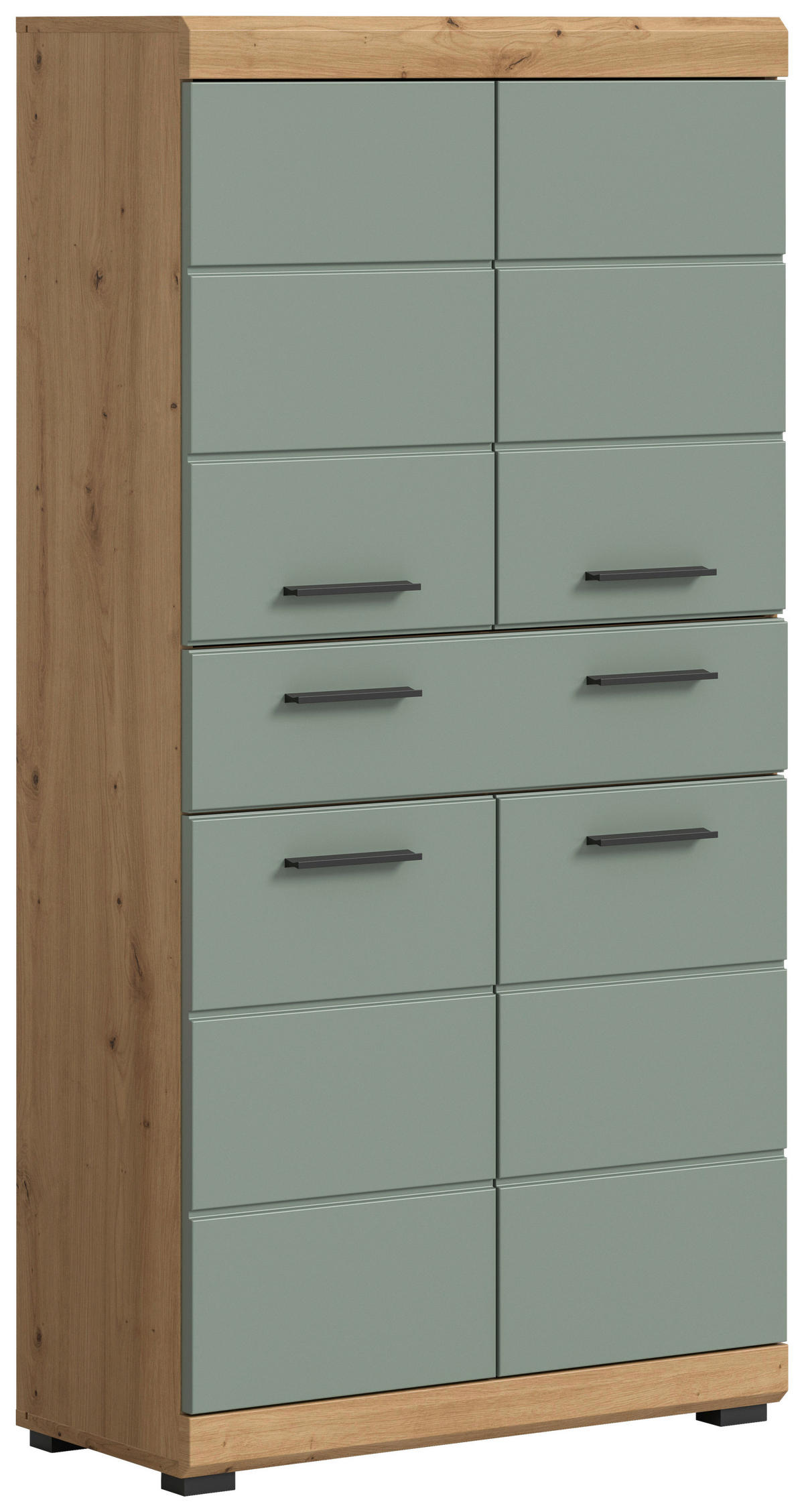SREDNJE VISOKA OMARA 74/141/31 cm  - črna/žajbljevo zelena, Moderno, umetna masa/leseni material (74/141/31cm) - MID.YOU