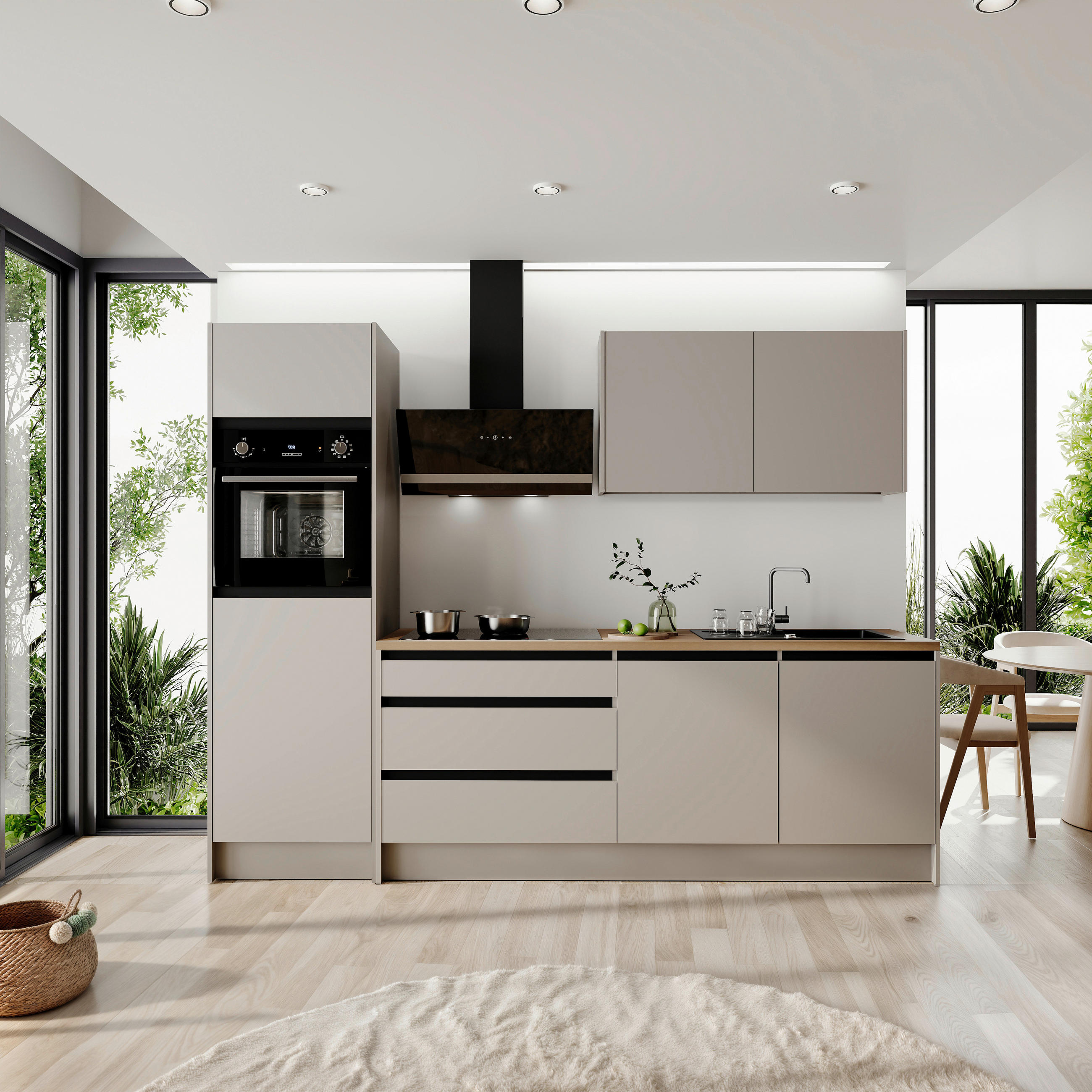P & B Küchenblock Troja Grau, Schwarz, Kaschmir 273 cm