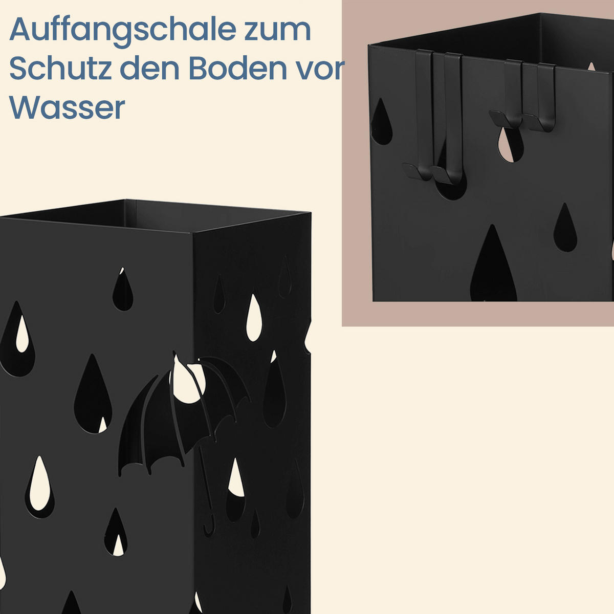 SCHIRMSTÄNDER Metall Schwarz  - Schwarz, Basics, Metall (15,5/49/15,5cm)