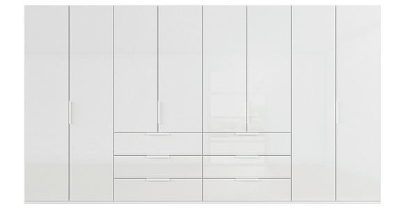 DREHTÜRENSCHRANK 400/223/61 cm,  in Weiß, 8-türig  - Weiß, Basics, Glas/Holzwerkstoff (400/223/61cm) - Novel