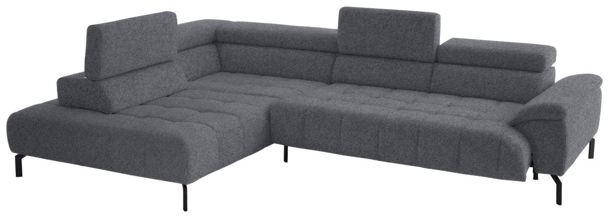 ECKSOFA in Chenille Grau  222/323 cm  - Schwarz/Grau, Design, Textil/Metall (222/323cm) - Beldomo Style