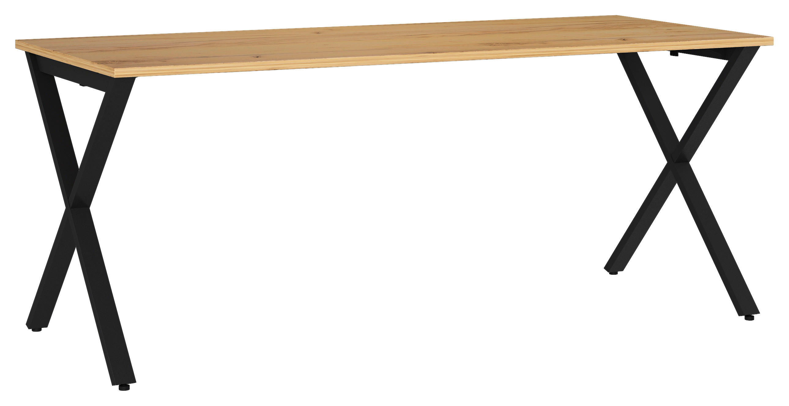 SCHREIBTISCH 180/80/75 cm Schwarz, Eichefarben, Hellbraun in verschiedenen Holz-Dekoren erhältlich, justierbare Füße  - Hellbraun/Eichefarben, MODERN, Holzwerkstoff/Metall (180/80/75cm) - Novel