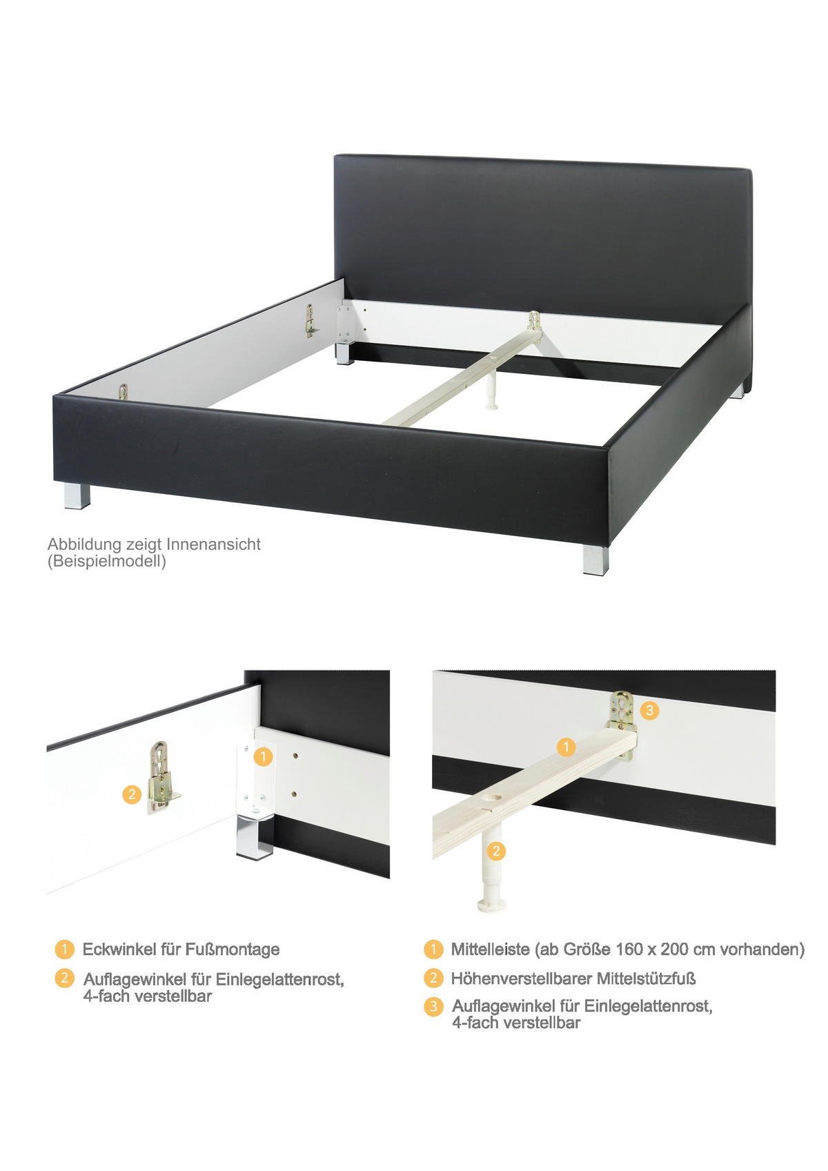 POLSTERBETT 200/200 cm,  in Grau,  - Naturfarben/Grau, MODERN, Holz/Textil (200/200cm) - Livetastic