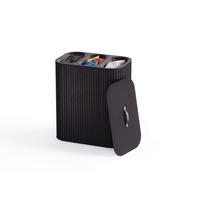 WÄSCHESAMMLER - Schwarz, Basics, Leder/Naturmaterialien (60,8/73,5/40,6cm) - Joseph Joseph