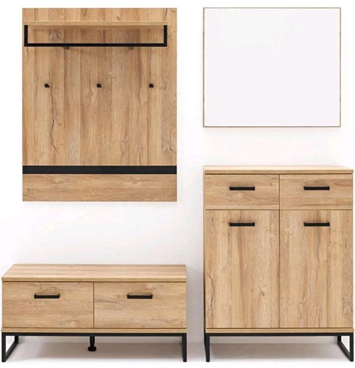 GARDEROBE Schwarz, Eichefarben  - Eichefarben/Schwarz, KONVENTIONELL (191/196/38cm)
