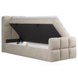 BOXBETT 90/200 cm,  in Taupe, gepolstertes Kopfteil, Bettkasten, Topper, H3 = fest  - Taupe/Schwarz, Design, Holzwerkstoff/Kunststoff (90/200cm) - Xora